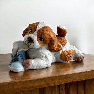 Homco 5" Puppies Cocker Spaniel Play Shoes Bisque Ceramic Figurines Taiwan 1405